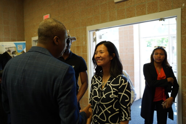 US Haitian Chamber President Dr. Hans Patrick Domercant and Boston Mayor Michelle Wu